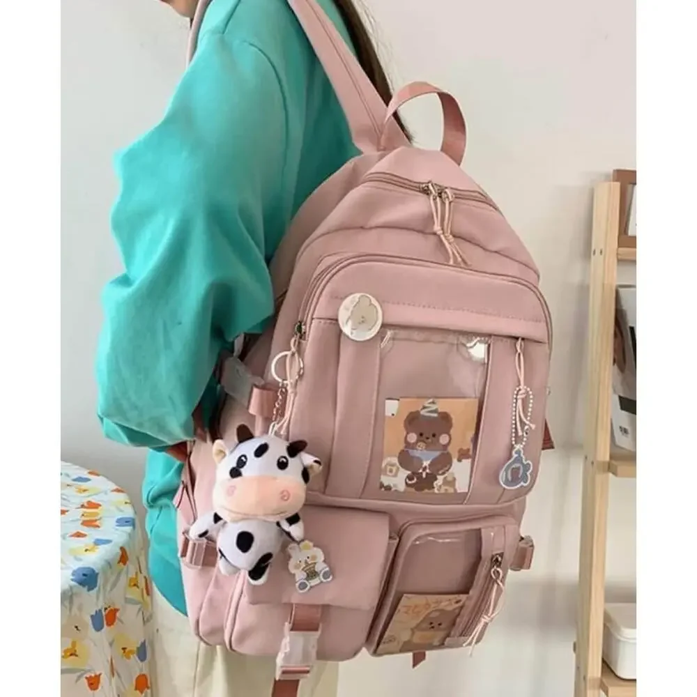 Pink Kawaii Customizable Backpack 22L 10 Pockets Padded Laptop Sleeve School Kid